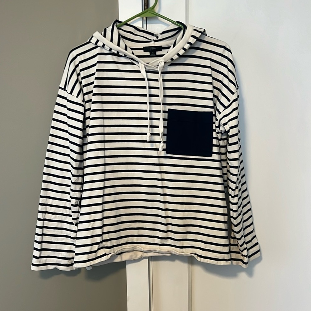 J Crew Striped Hooded Shirt